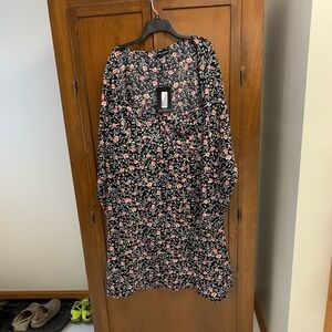 Pretty Little Thing plus size 26 black floral cupped split detail midi dress NEW